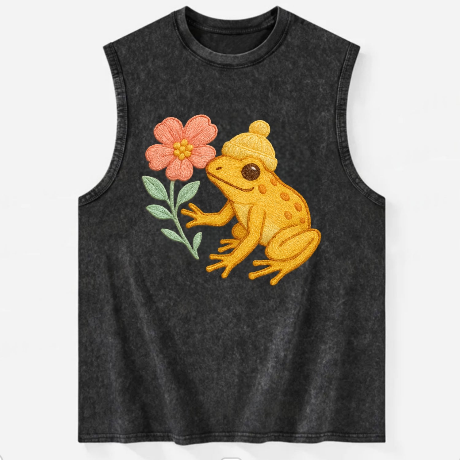 Yellow Dart Frog - Vintage Washed Tank - Black