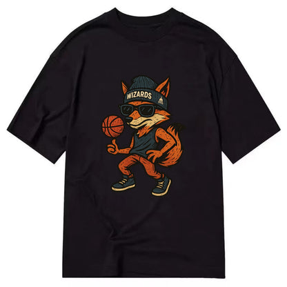 Washington Fox wearing Wizards beanie with capitol patch and wayfarer sunglasses - Classic T-shirt - Black