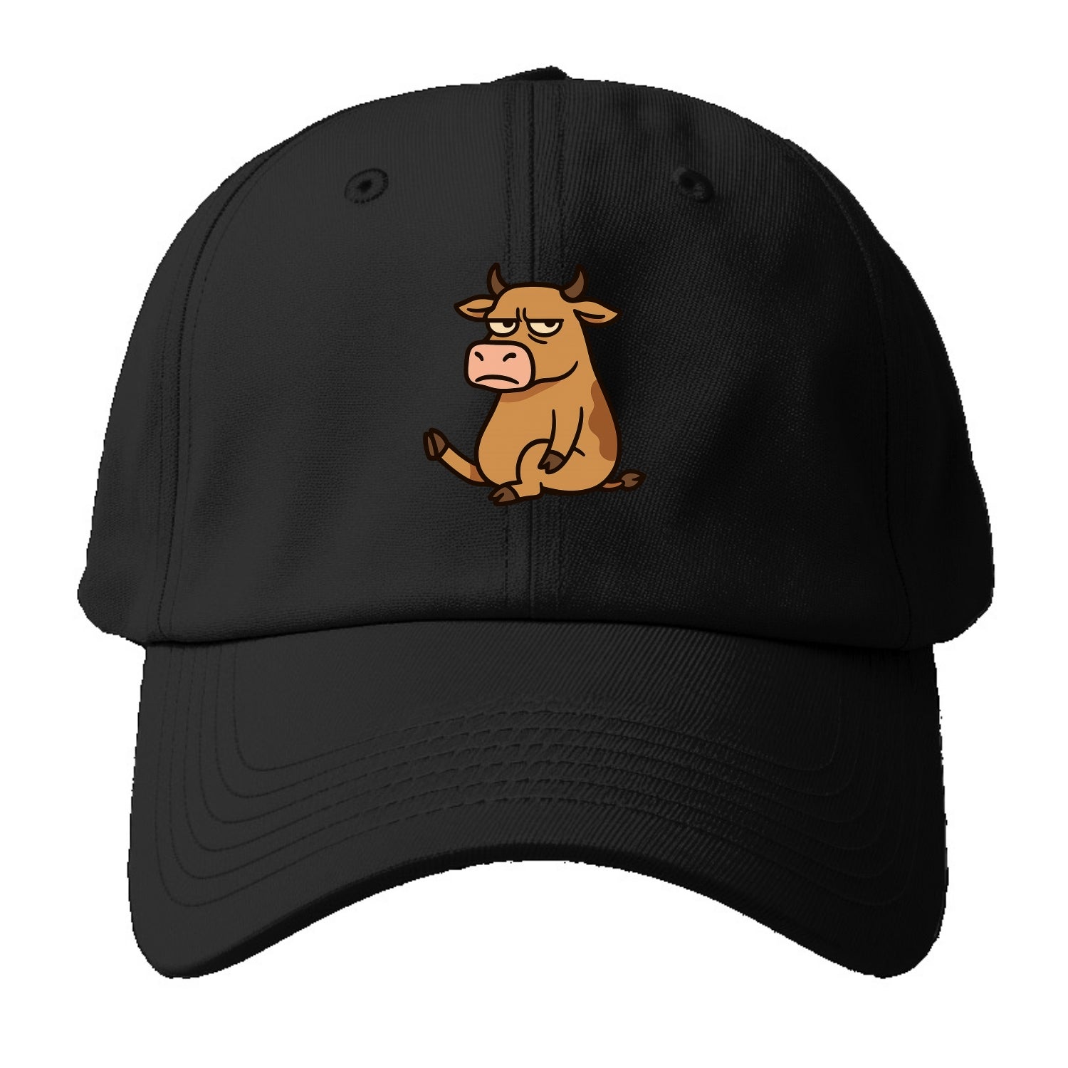 The Cow Judging Silently - Baseball Cap - Black