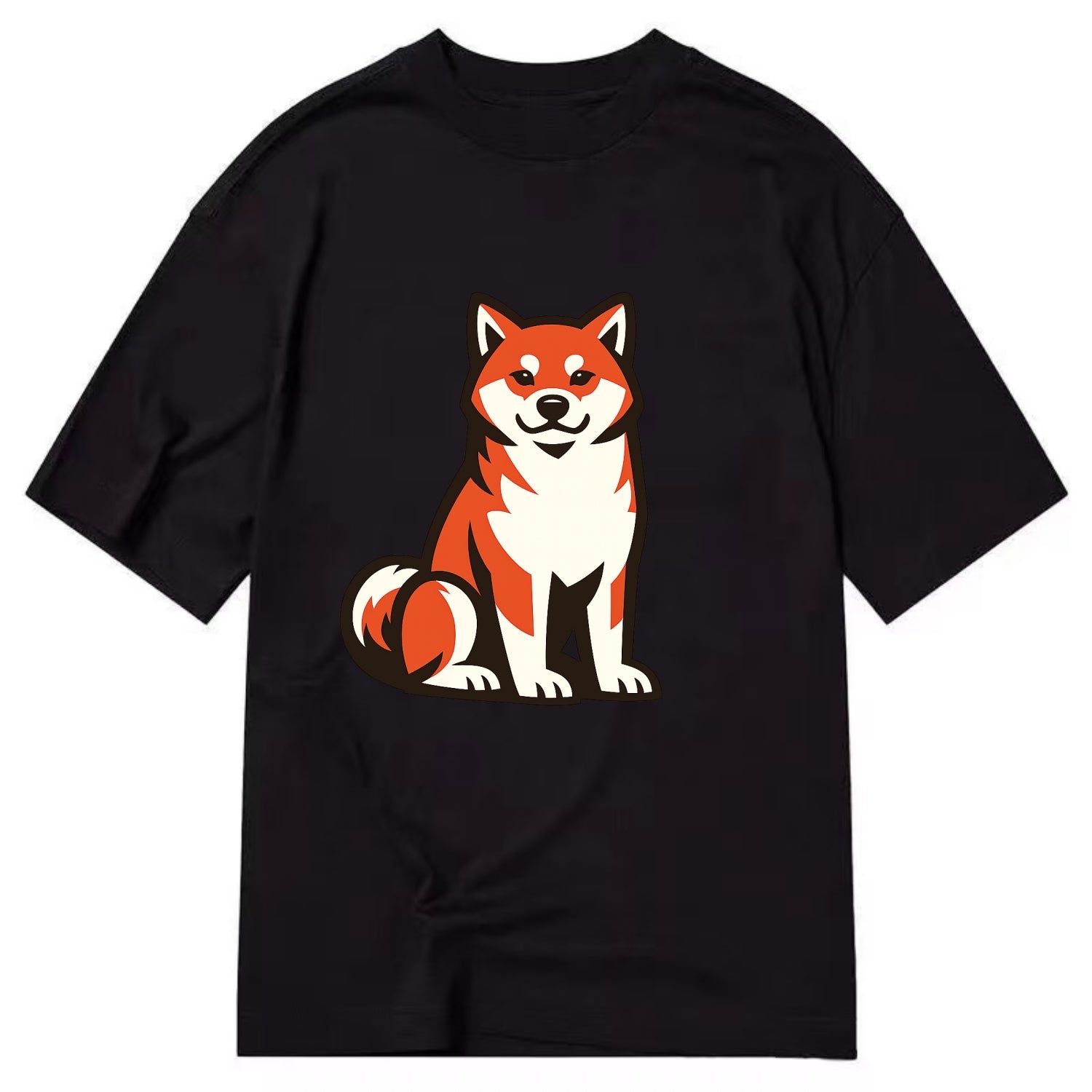 Sitting Shiba Inu Emblem - Classic T-shirt - Black