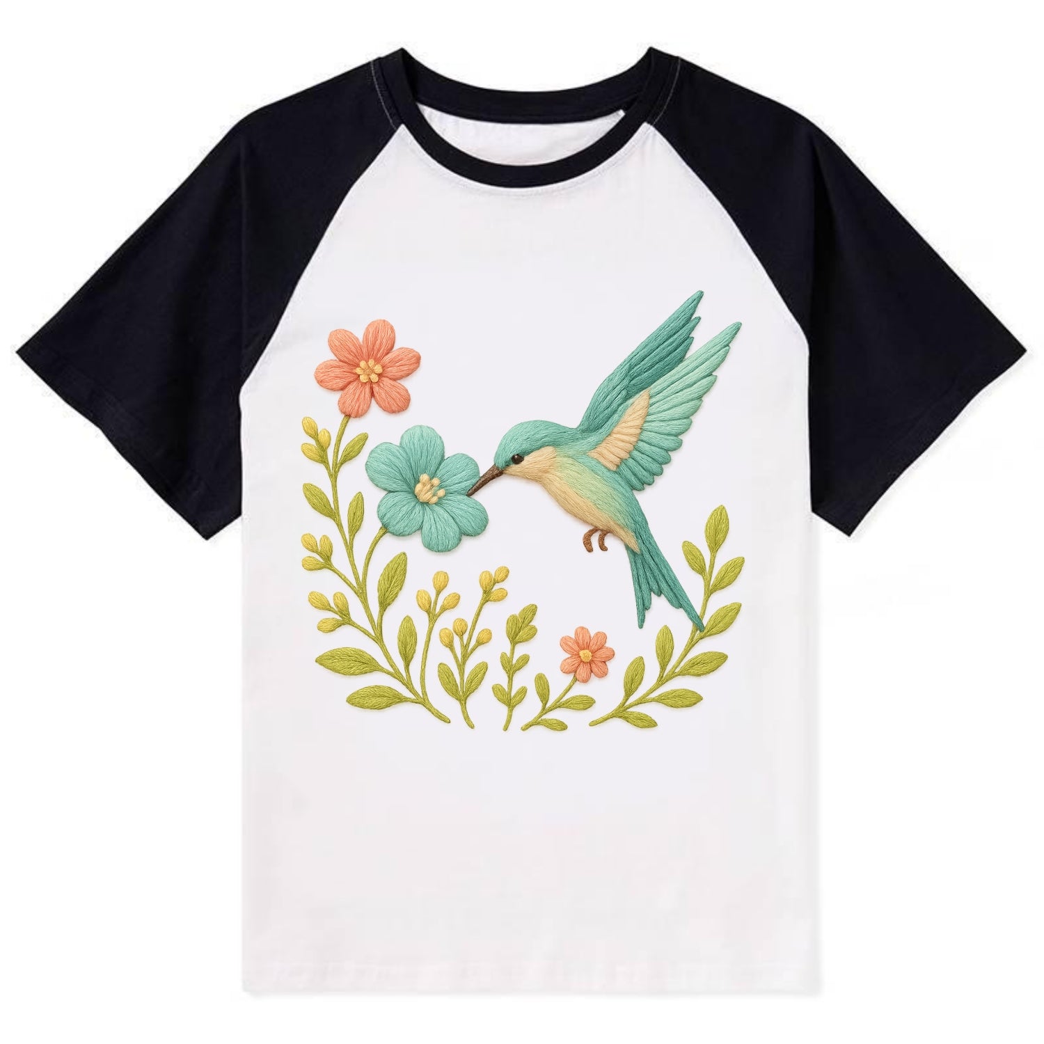 Mint Bee-Eater - Contrast Raglan T-shirt - Black