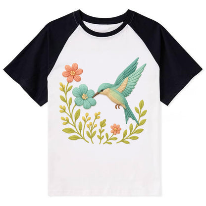 Mint Bee-Eater - Contrast Raglan T-shirt - Black