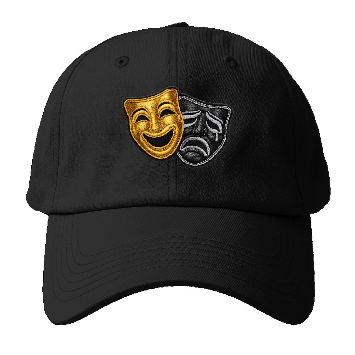 BROADWAY MASKS - comedy tragedy masks in gold and black , theater - Baseball Cap - Black