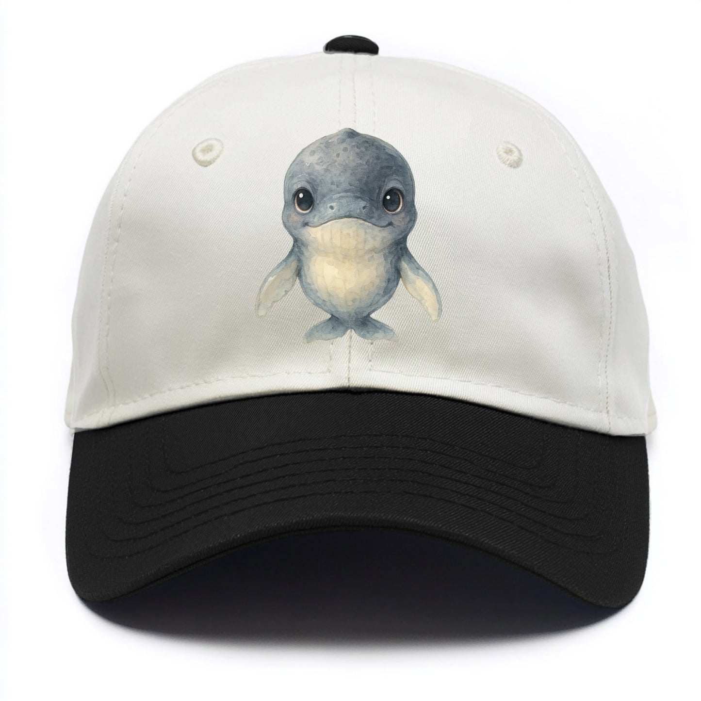 Baby Humpback Whale - dark gray with white flippers, large gentle eyes, - Two Tone Cap - Black