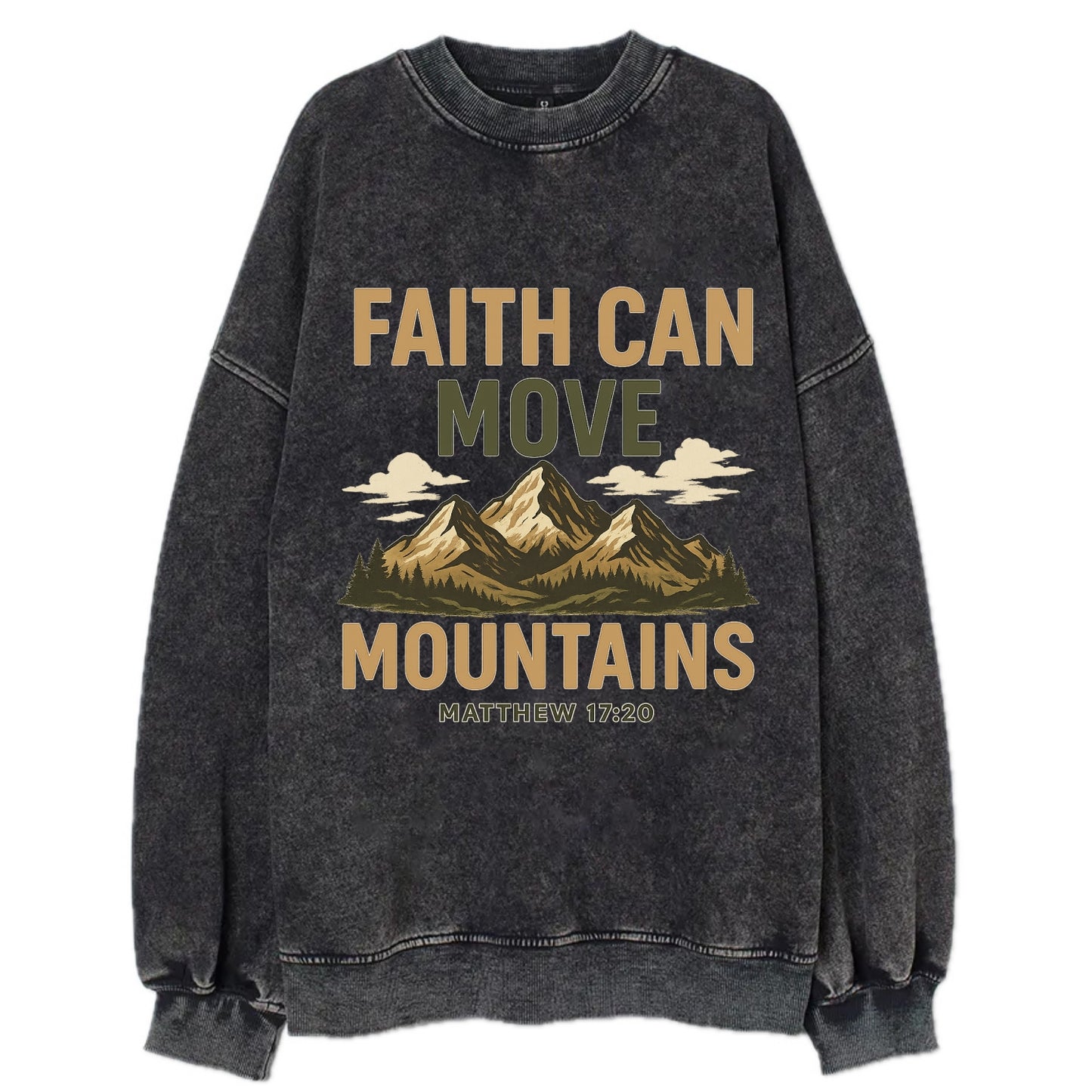 Matthew 17:20 Mountains - Vintage Sweatshirt - Black