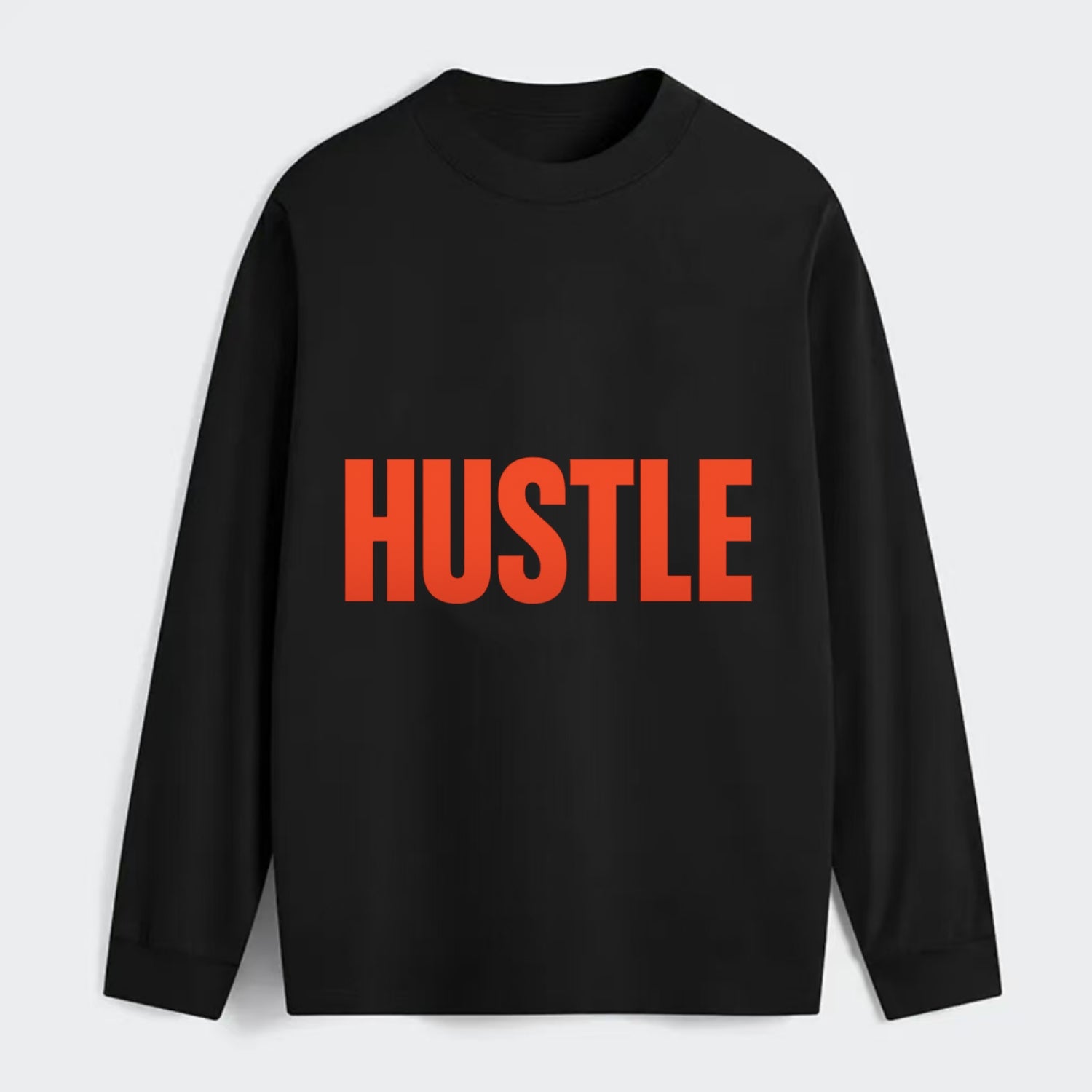 Bold typography design - "HUSTLE" - work hard, grind, chase dreams - Classic Long Sleeve Shirt - Black
