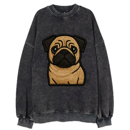 Pug - Contemporary wrinkled design with - Vintage Sweatshirt