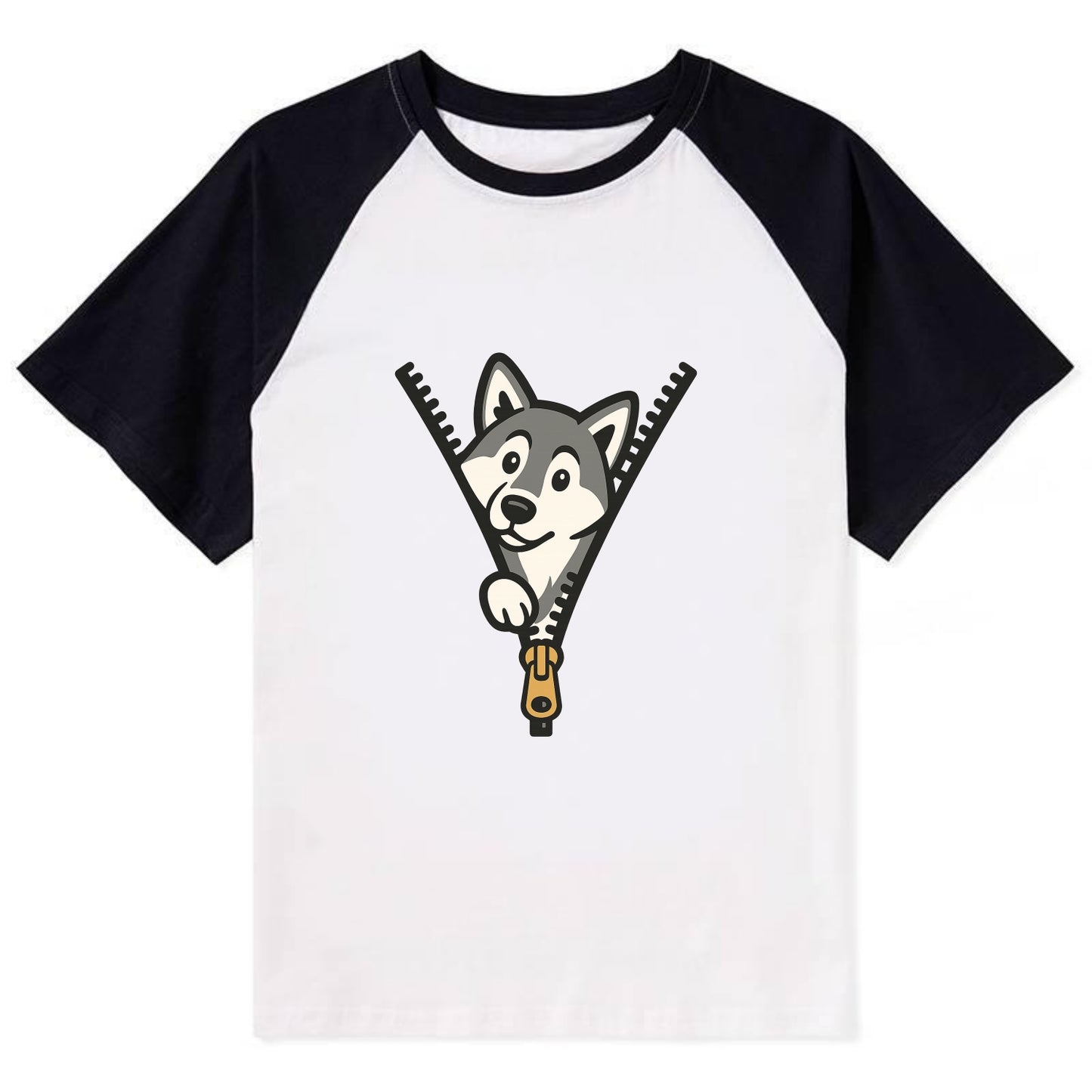 Alaskan Malamute - Contrast Raglan T-shirt - Black