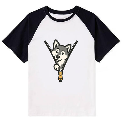 Alaskan Malamute - Contrast Raglan T-shirt - Black