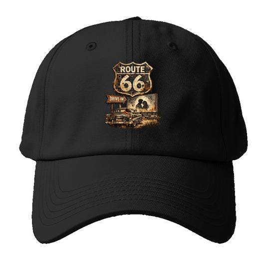 DRIVE-IN | Classic car at drive-in theater | Movie night romance | - Baseball Cap For Big Heads - Black