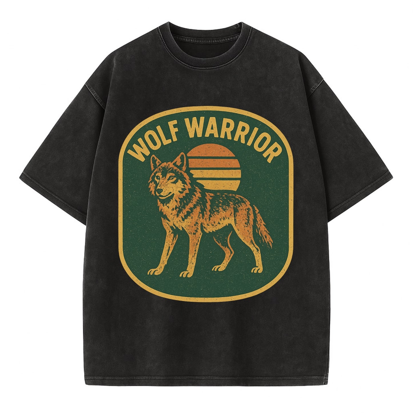 Wolf Warrior  - Vintage T-shirt - Black
