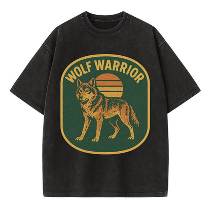 Wolf Warrior  - Vintage T-shirt - Black