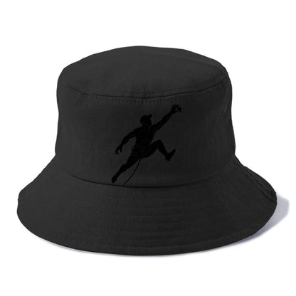 Rock wall climber reaching hold - Bucket Hat - Black