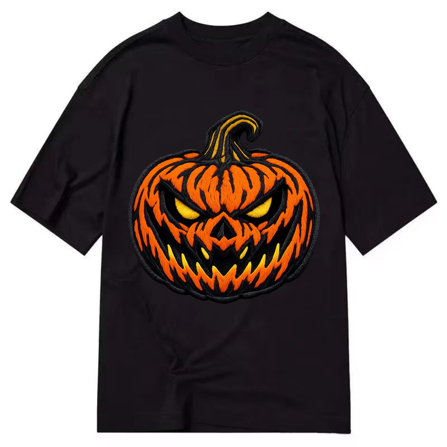 HALLOWEEN PUMPKIN - jack o lantern in orange and black , spooky - Classic T-shirt - Black