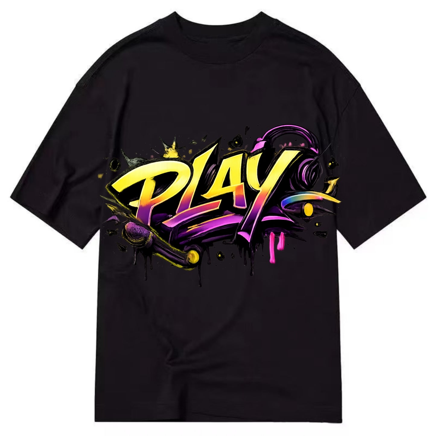Bold typography design - "PLAY" - creative expression, musical performance - Classic T-shirt - Black