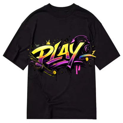 Bold typography design - "PLAY" - creative expression, musical performance - Classic T-shirt - Black