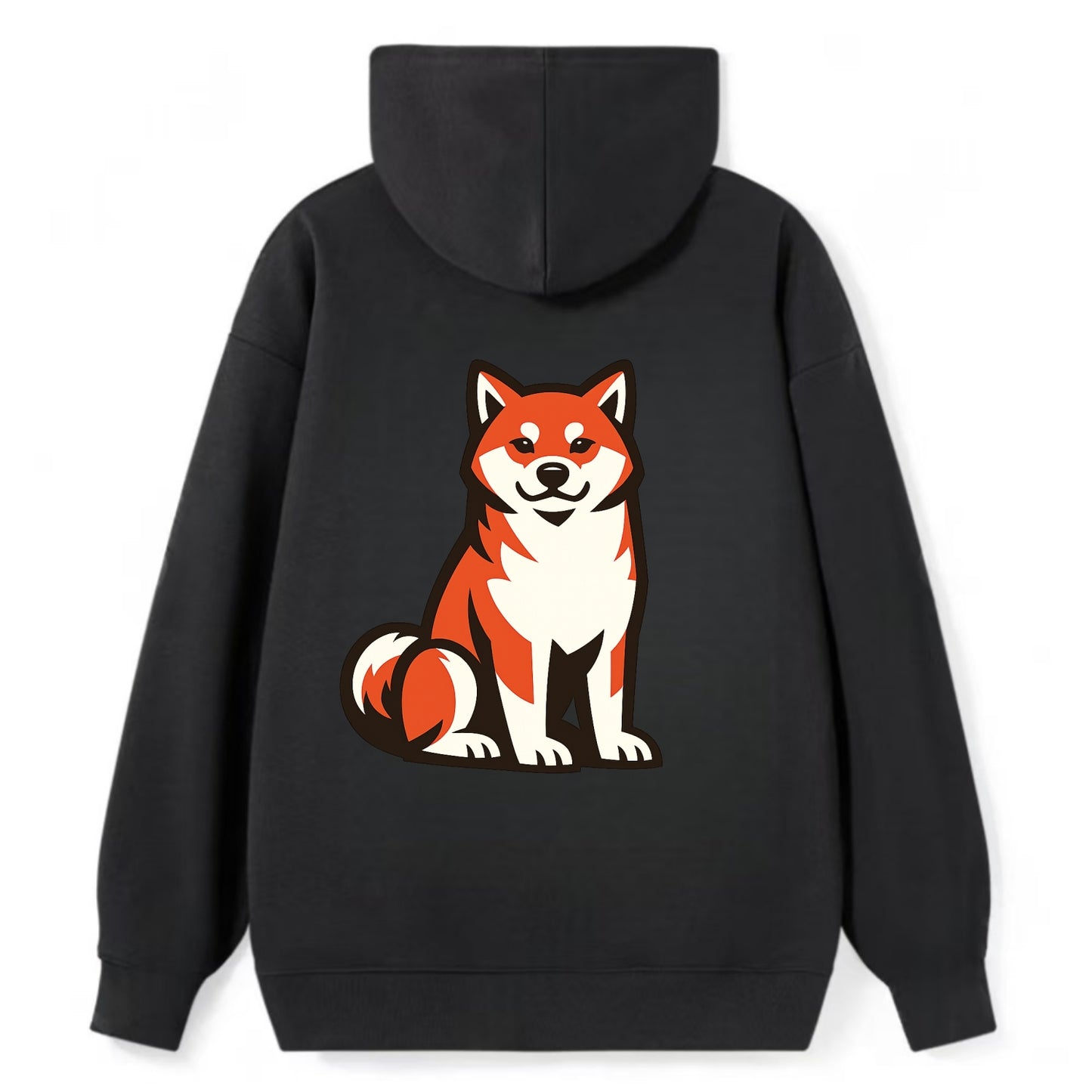 Sitting Shiba Inu Emblem - Classic Pullover Hoodie - Black
