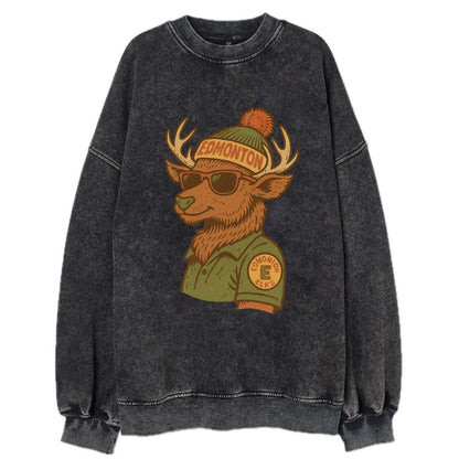 Edmonton Elk wearing Edmonton beanie wit - Vintage Sweatshirt - Black