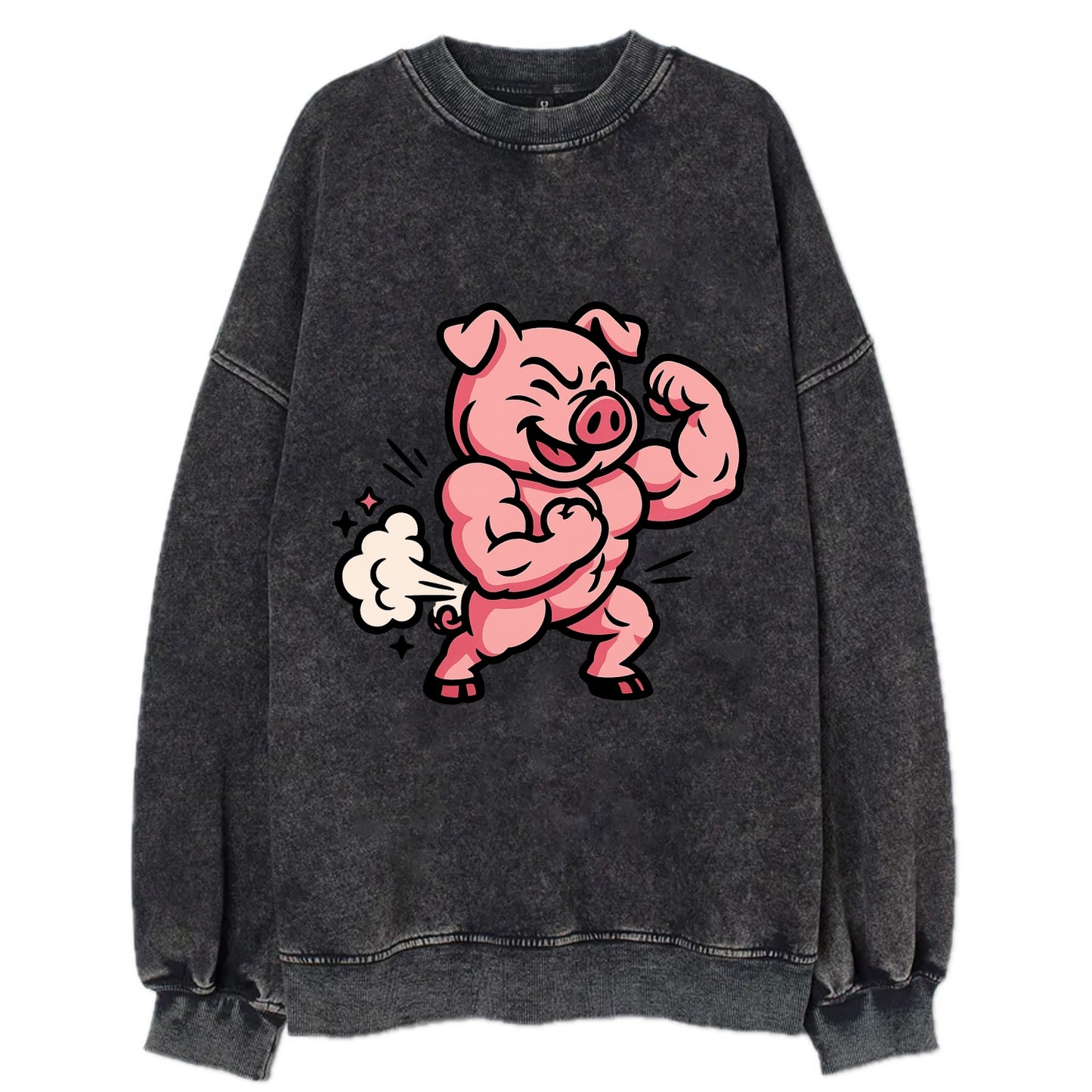 Strong Pig - Vintage Sweatshirt - Black