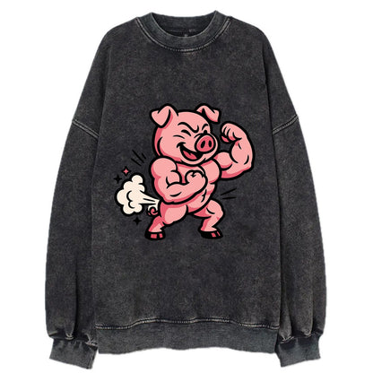 Strong Pig - Vintage Sweatshirt - Black