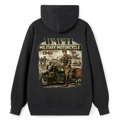 Wwii Military Motorcycle 1942 - Classic Pullover Hoodie - Black