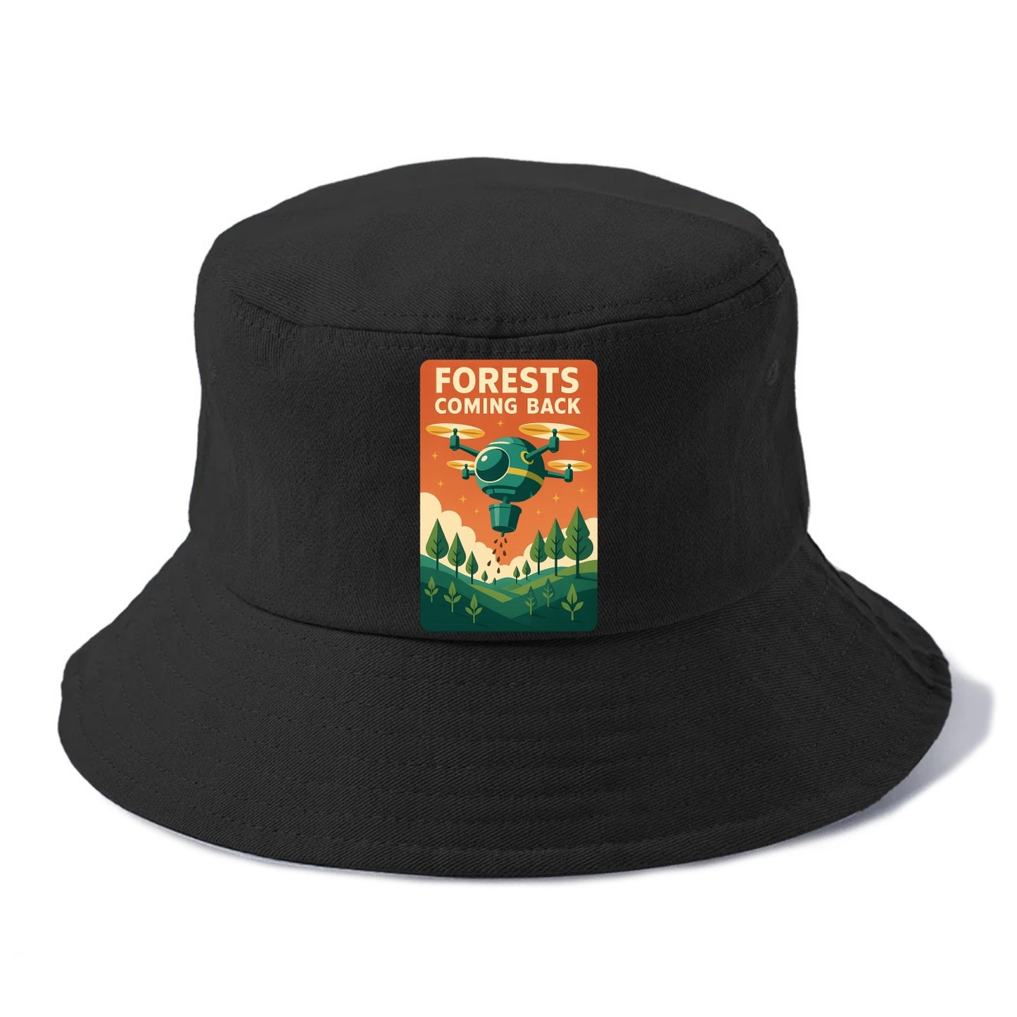 Reforestation drone planting millions of trees - "Forests Coming Back" - nature - Bucket Hat - Black