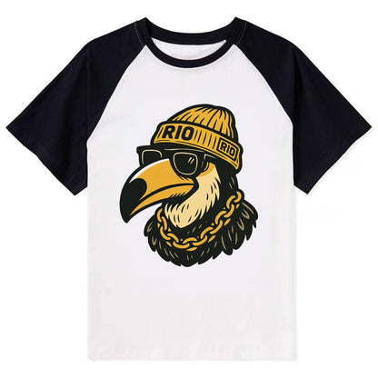 Rio Toucan - Contrast Raglan T-shirt - Black