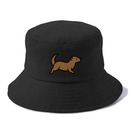 Otter - Brown sleek swimming pose flat side profile - Bucket Hat - Black