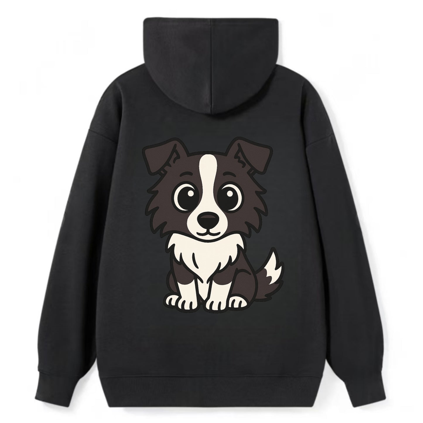 Border Collie - Intense stare sitting pose - Classic Pullover Hoodie - Black