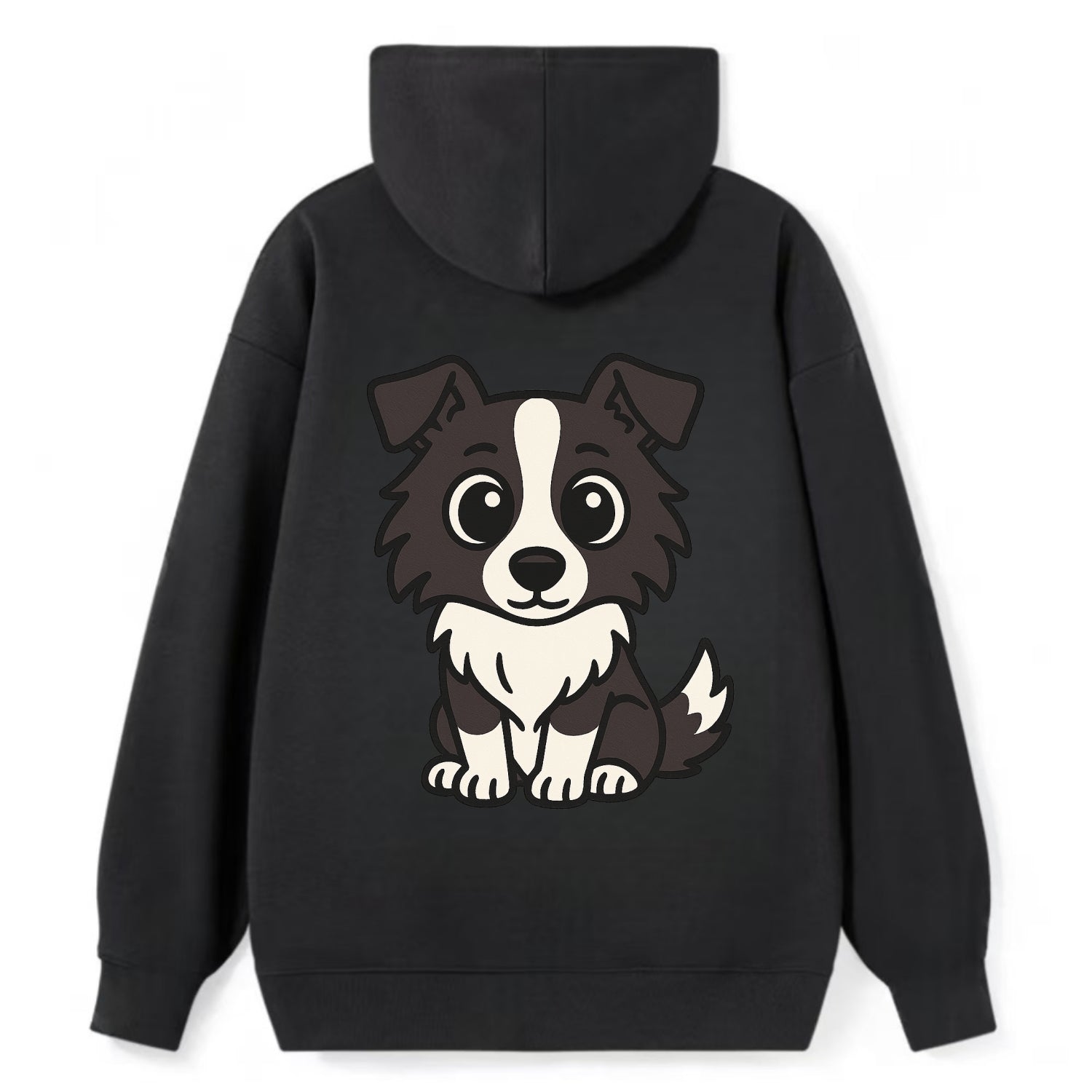 Border Collie - Intense stare sitting pose - Classic Pullover Hoodie - Black