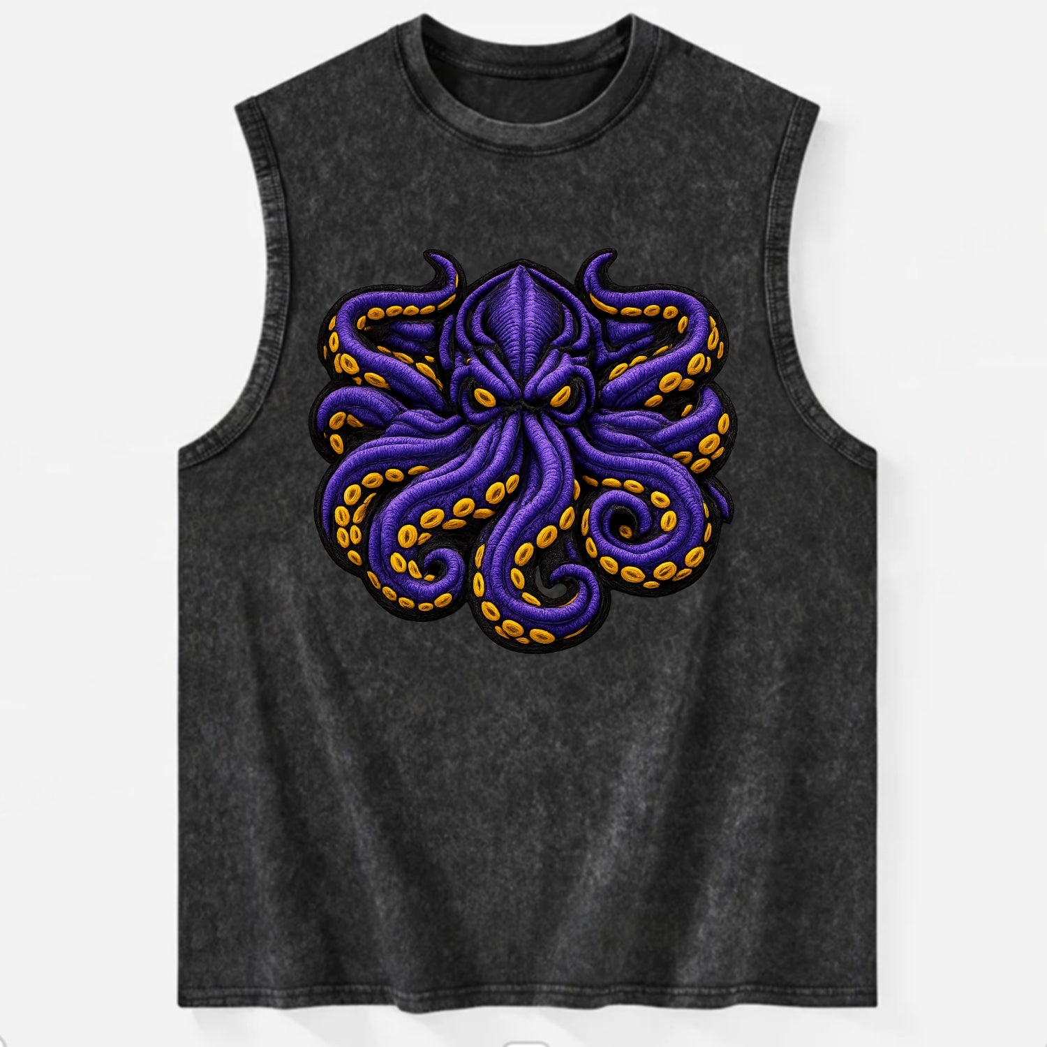 KRAKEN TENTACLES - sea monster in purple and black , deep sea - Vintage Washed Tank - Black