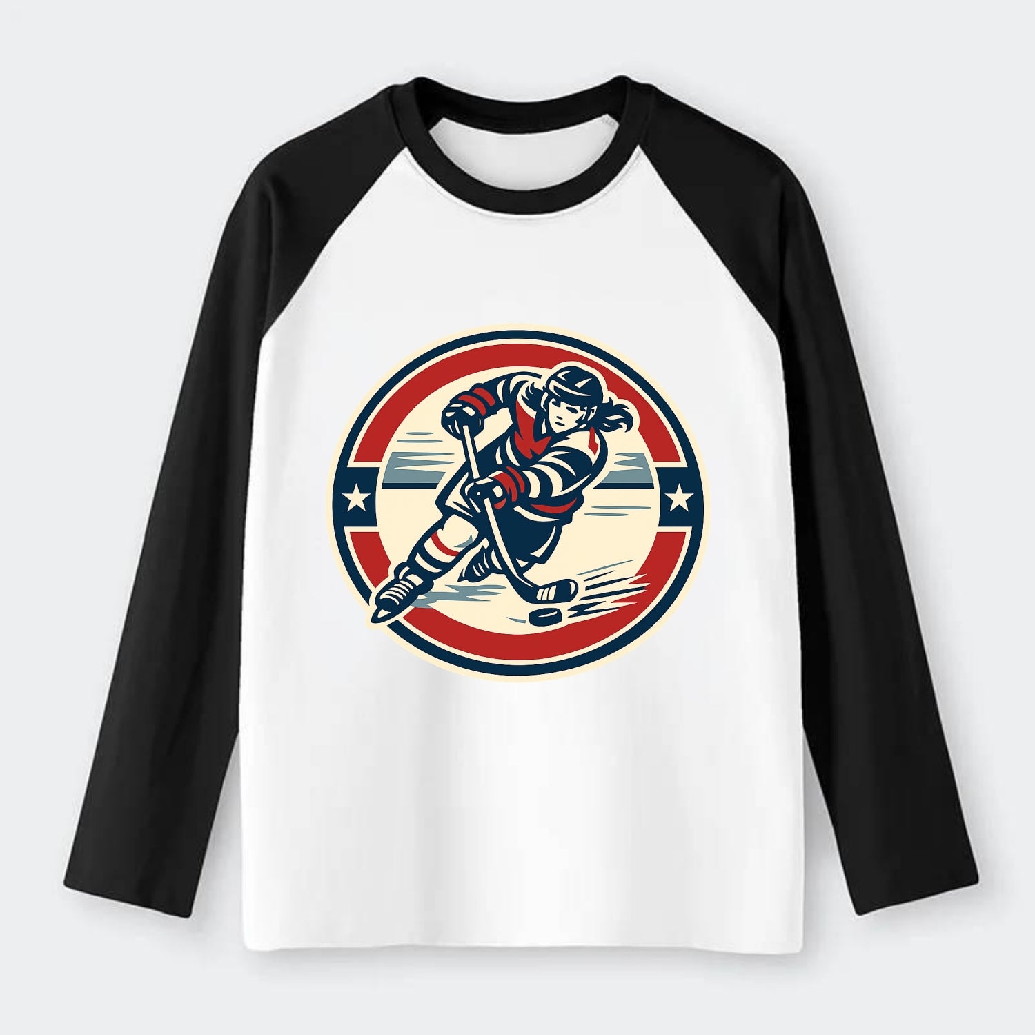 Fierce Ice Queen Emblem - Raglan Long Sleeve T-Shirt - Black