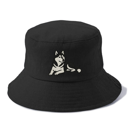 Siberian Husky - Black and white relaxed Bucket Hat - Black