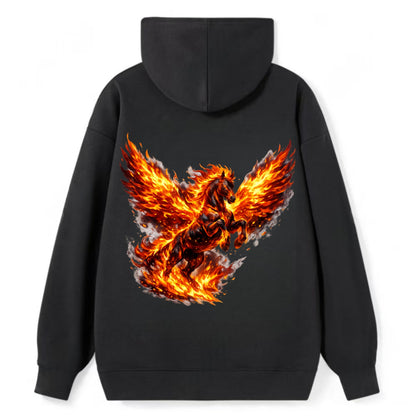 PHOENIX FIRE HORSE | Horse emerging from flames like phoenix | Rebirth - Classic Pullover Hoodie - Black