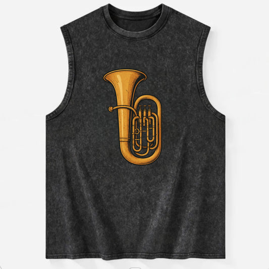 Tuba with large brass bell - Vintage Washed Tank - Black