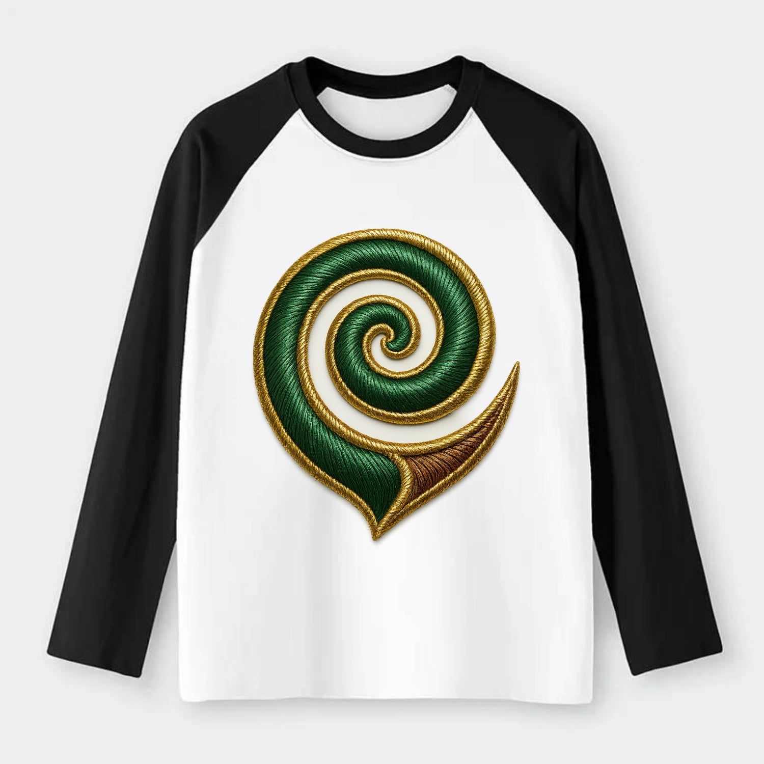 Maori Koru  - Raglan Long Sleeve T-Shirt - Black