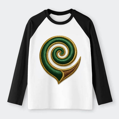 Maori Koru  - Raglan Long Sleeve T-Shirt - Black
