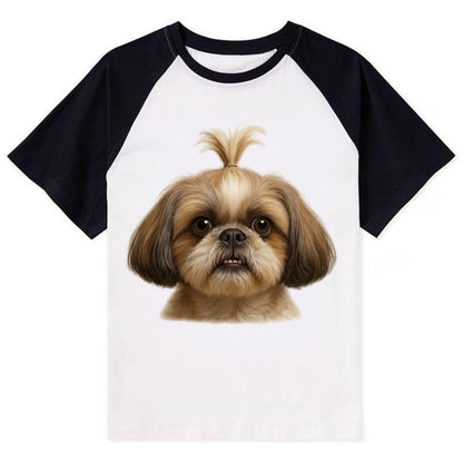 Shih Tzu  - Contrast Raglan T-shirt - Black