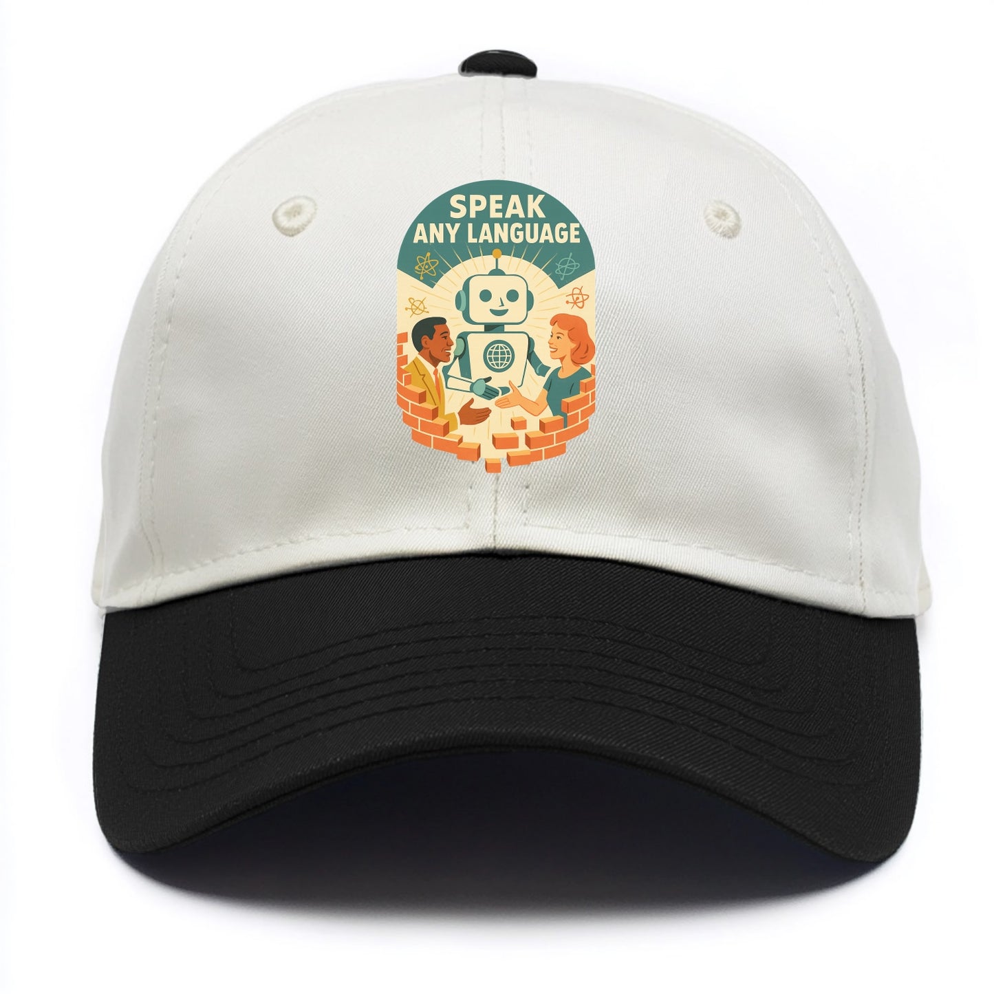 Language learning AI breaking down barriers - "Speak Any Language" - communication - Two Tone Cap - Black