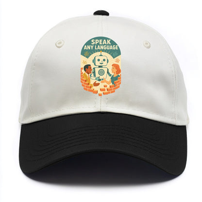 Language learning AI breaking down barriers - "Speak Any Language" - communication - Two Tone Cap - Black