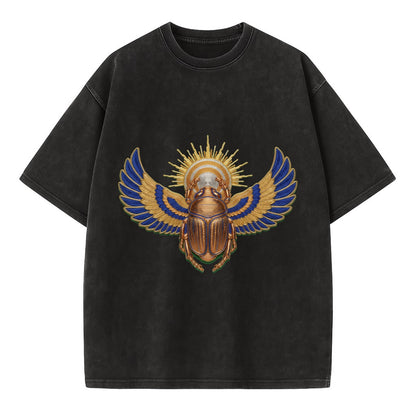 Winged Scarab - Vintage T-shirt - Black