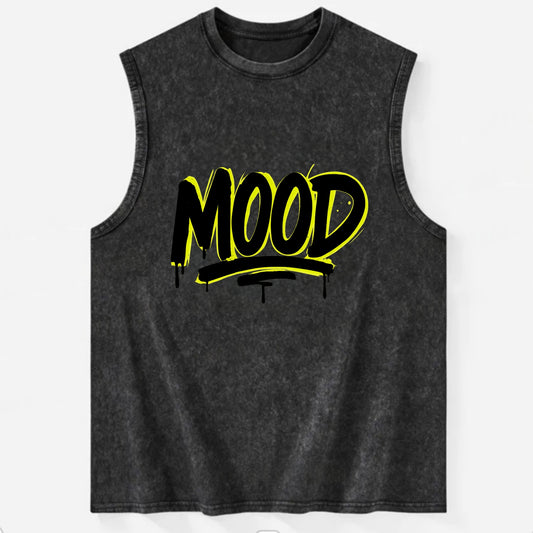 Bold typography design - "MOOD" - current state, feeling it - Vintage Washed Tank - Black
