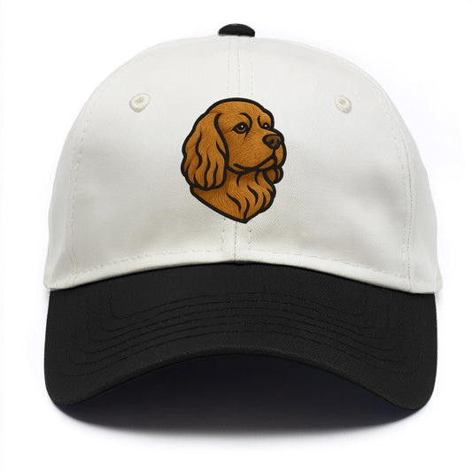 Sussex Spaniel - Golden liver embroidered low-set design - Two Tone Cap - Black