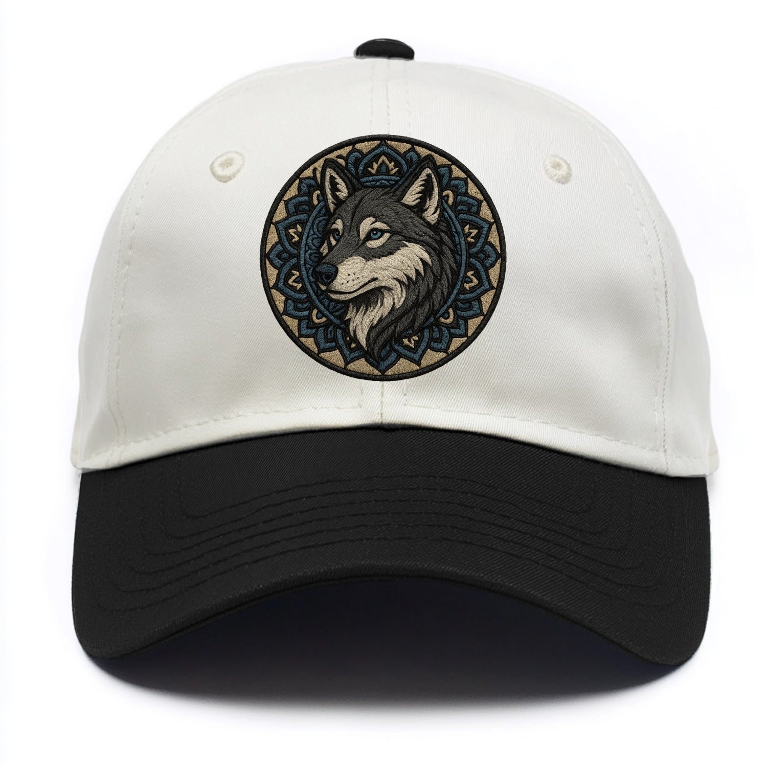 Mandala Wolf Pattern  - Two Tone Cap - Black