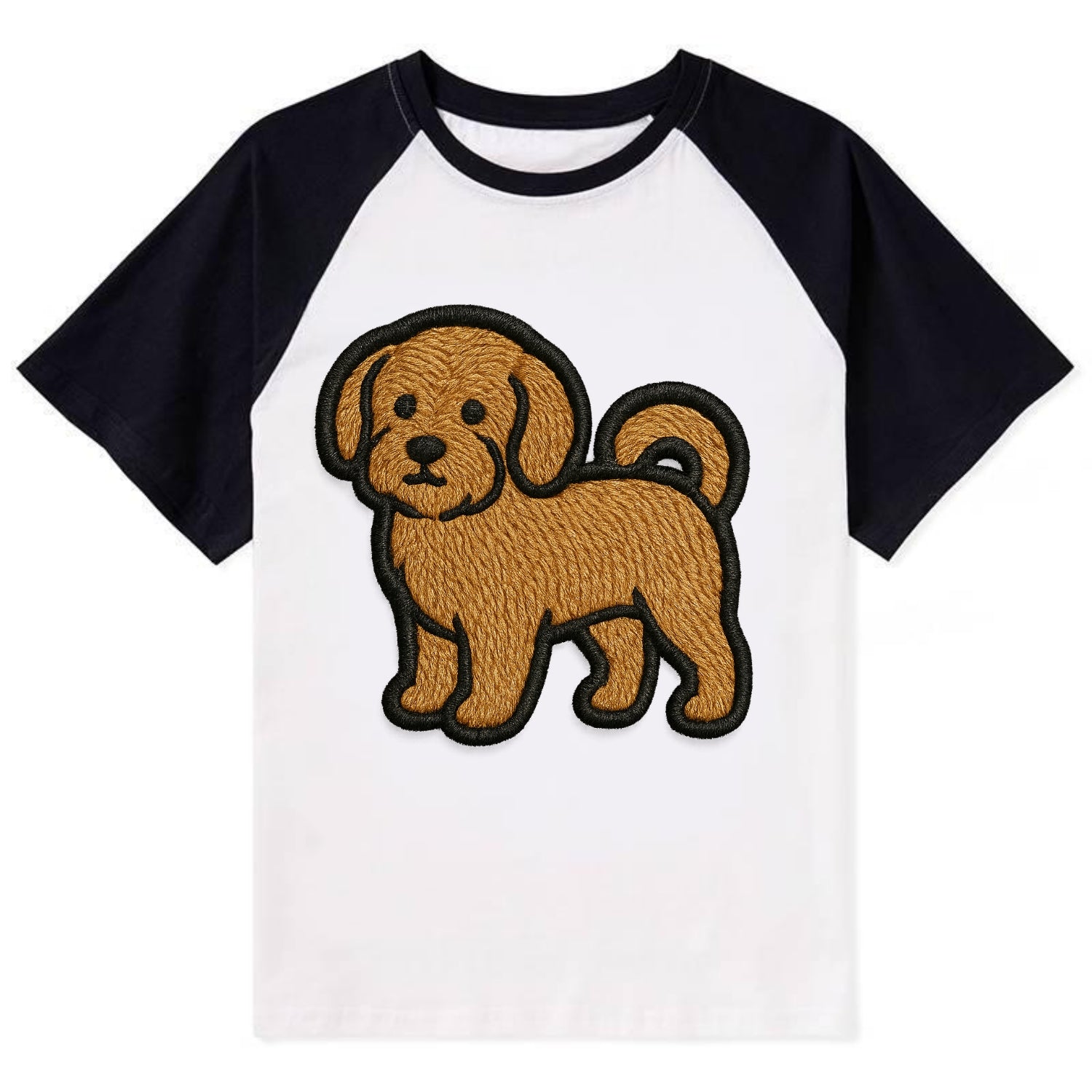 Havanese - Contemporary small dog design - Contrast Raglan T-shirt - Black