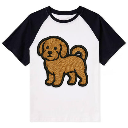 Havanese - Contemporary small dog design - Contrast Raglan T-shirt - Black