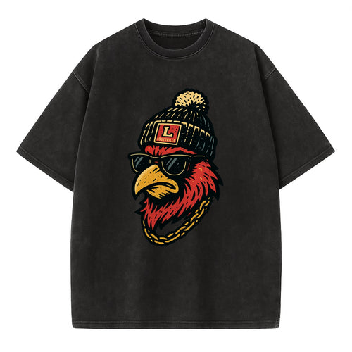 Louisville Cardinal wearing Louisville beanie with L patch - Vintage T-shirt