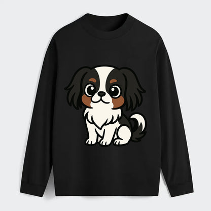 Japanese Chin - Black and white sitting pose - Classic Long Sleeve Shirt - Black