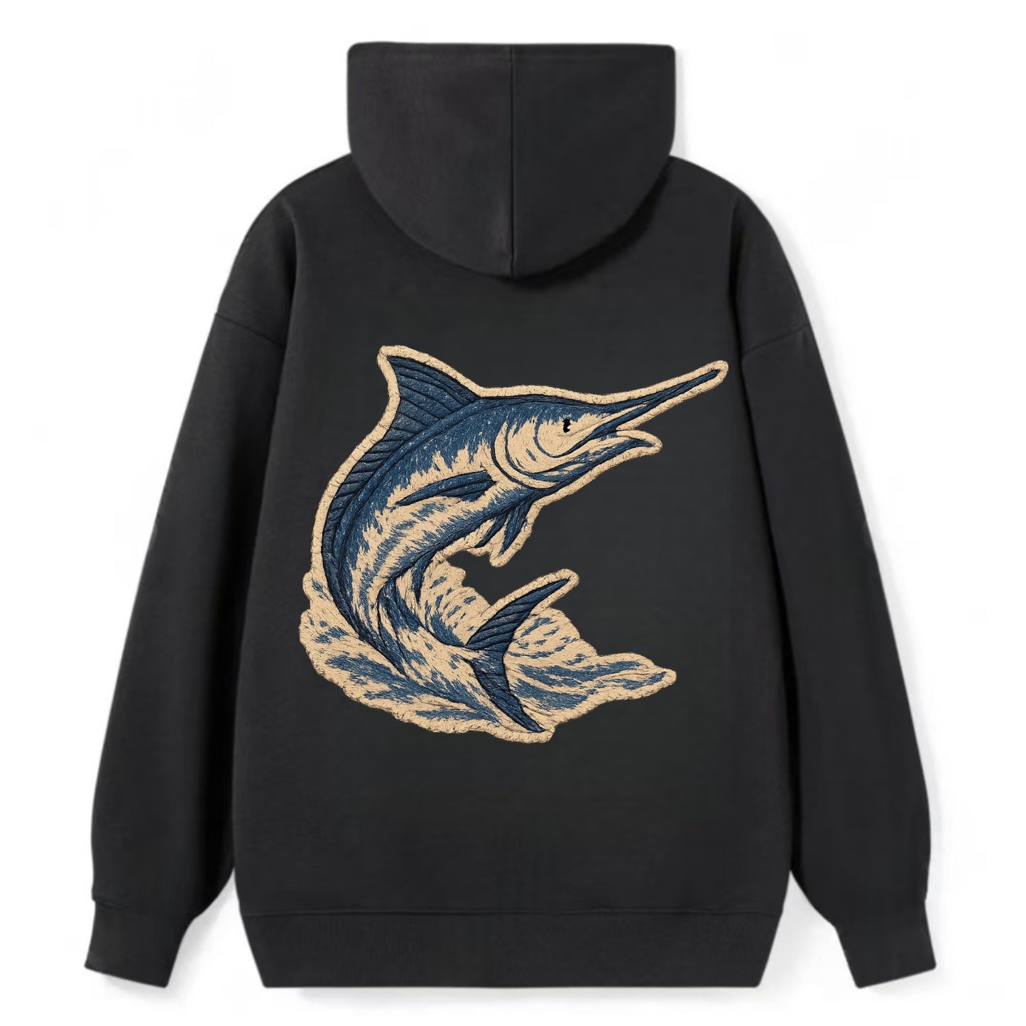 SWORDFISH MARLIN - leaping marlin in blue and silver , sport fishing - Classic Pullover Hoodie - Black