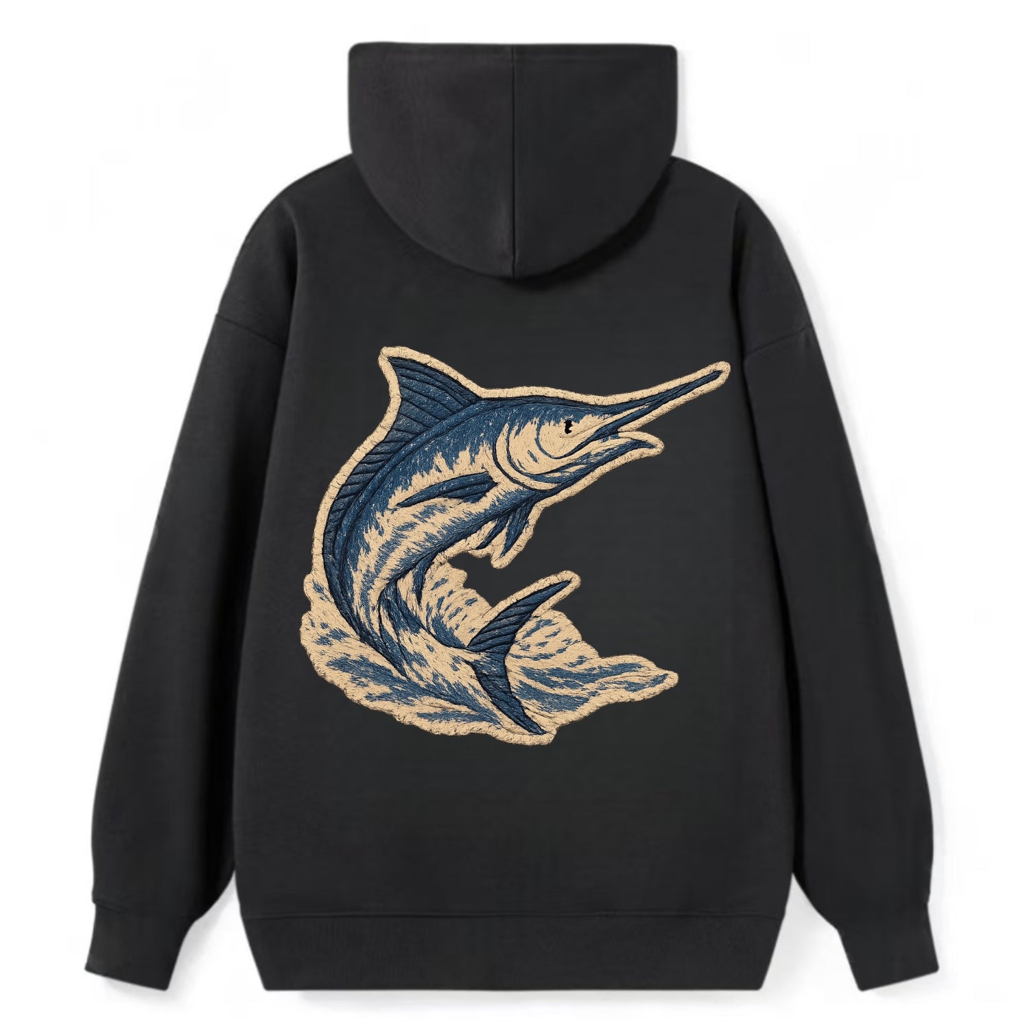 SWORDFISH MARLIN - leaping marlin in blue and silver , sport fishing - Classic Pullover Hoodie - Black